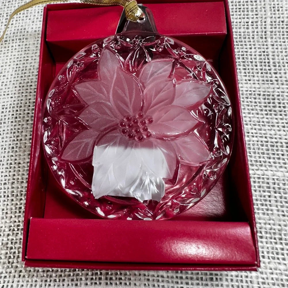 Mikasa Festive Poinsettia Crystal Christmas Ornament QQ185/525 Japan 3.25 Inch